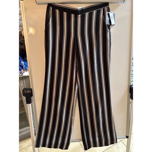 By & By NWT women's pants‎ medium black white striped - Picture 1 of 5